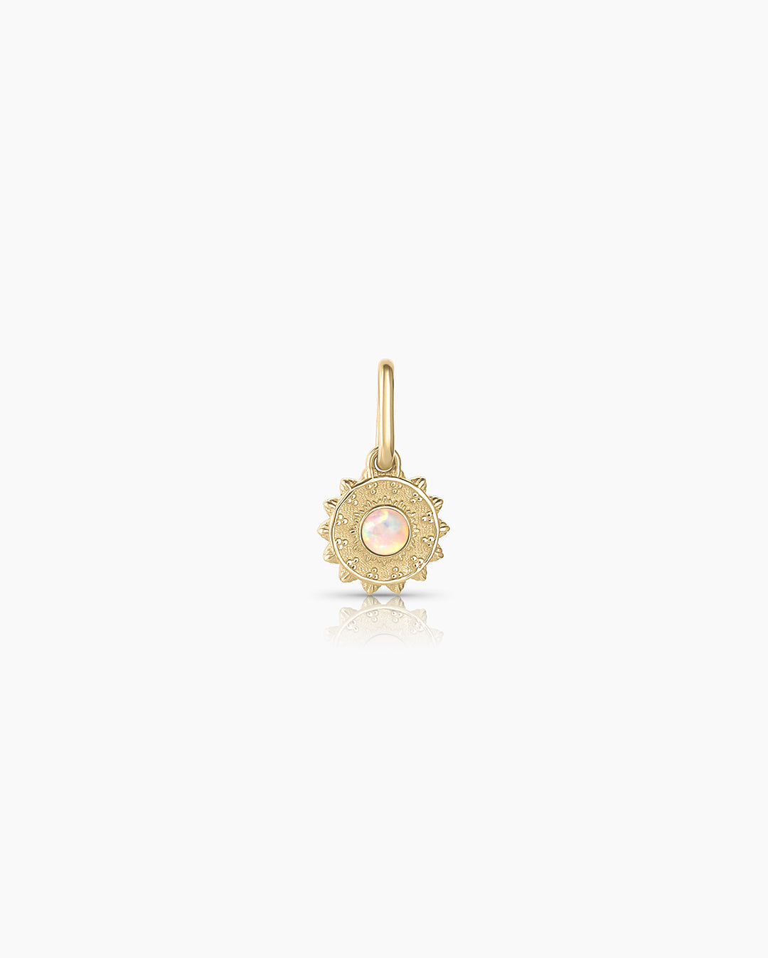 Sun Birthstone Charm || option::14k Solid Gold, Opal - October