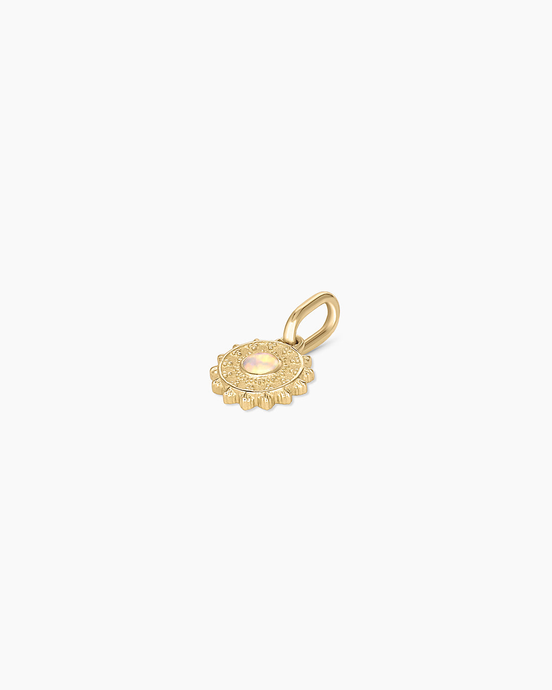 Sun Birthstone Charm || option::14k Solid Gold, Opal - October