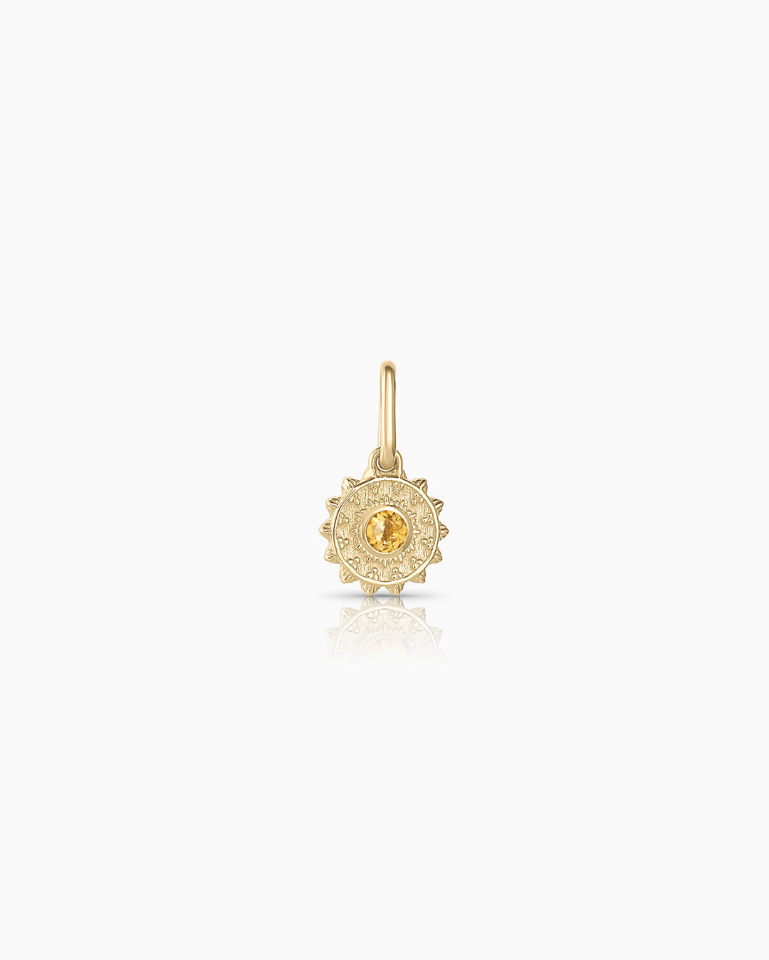 Sun Birthstone Charm || option::14k Solid Gold, Citrine - November