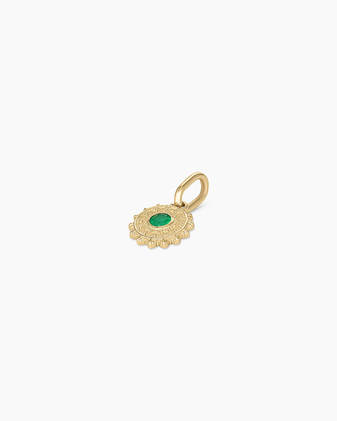 Sun Birthstone Charm || option::14k Solid Gold, Green Agate - May