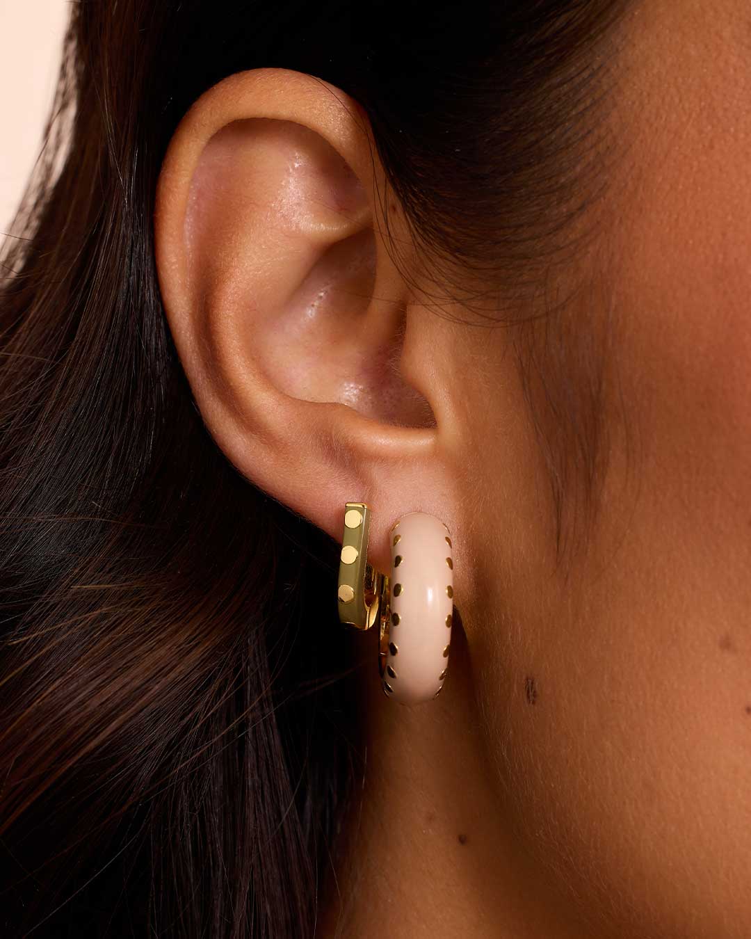 Asher Hoops || option::18k Gold Plated, Stone