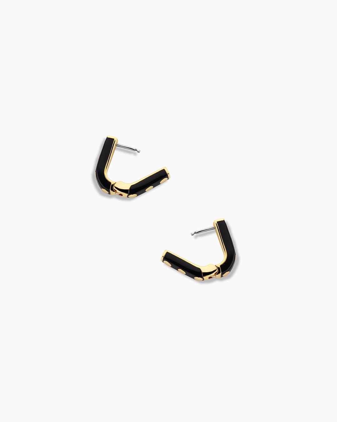 Asher Link Huggies (Enamel) || option::18k Gold Plated, Black