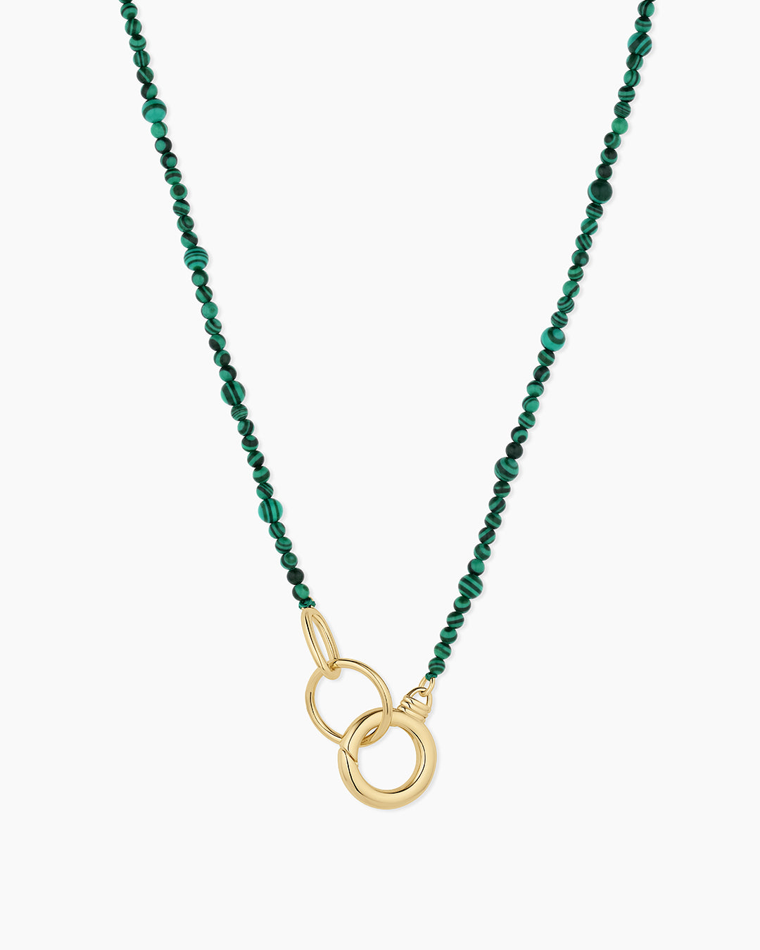 Power Gemstone Long Beaded Necklace || option::18k Gold Plated, Malachite - Travel