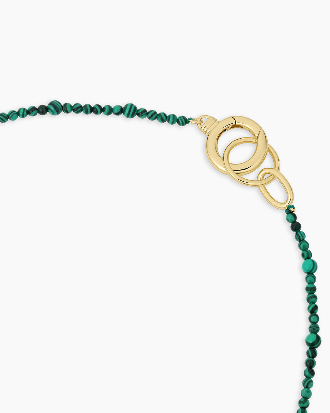 Power Gemstone Long Beaded Necklace || option::18k Gold Plated, Malachite - Travel