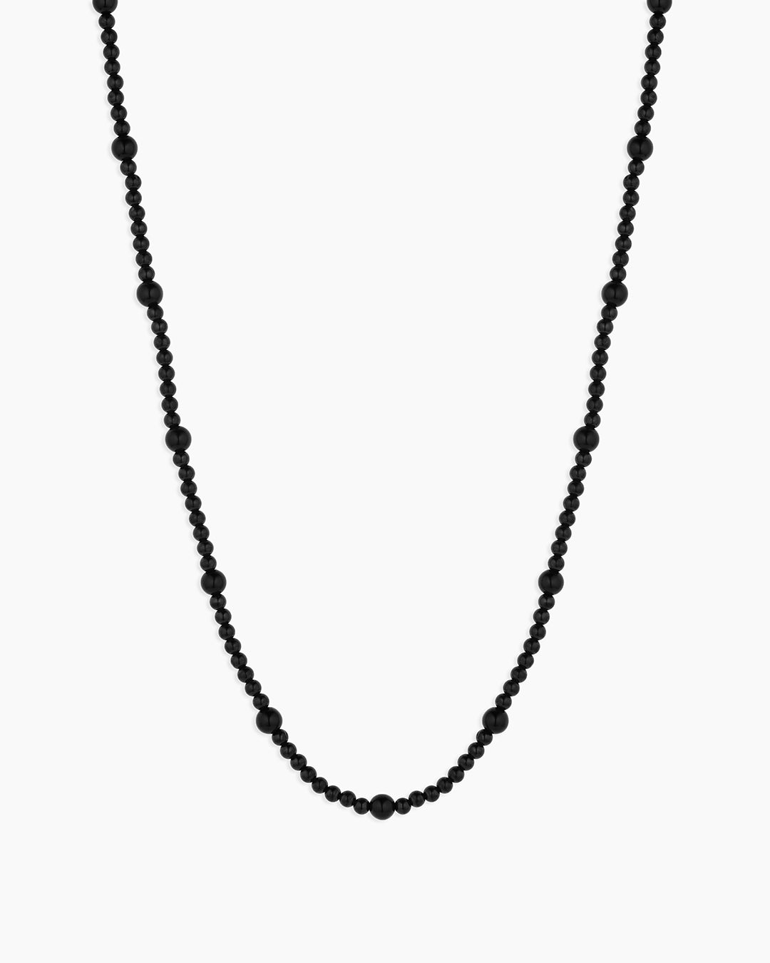 Power Gemstone Long Beaded Necklace || option::18k Gold Plated, Black Onyx - Protection