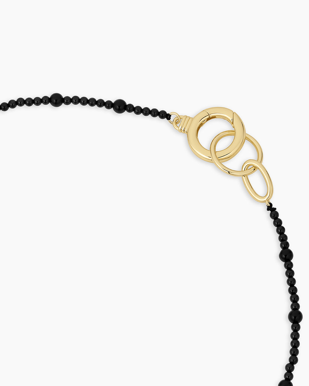 Power Gemstone Long Beaded Necklace || option::18k Gold Plated, Black Onyx