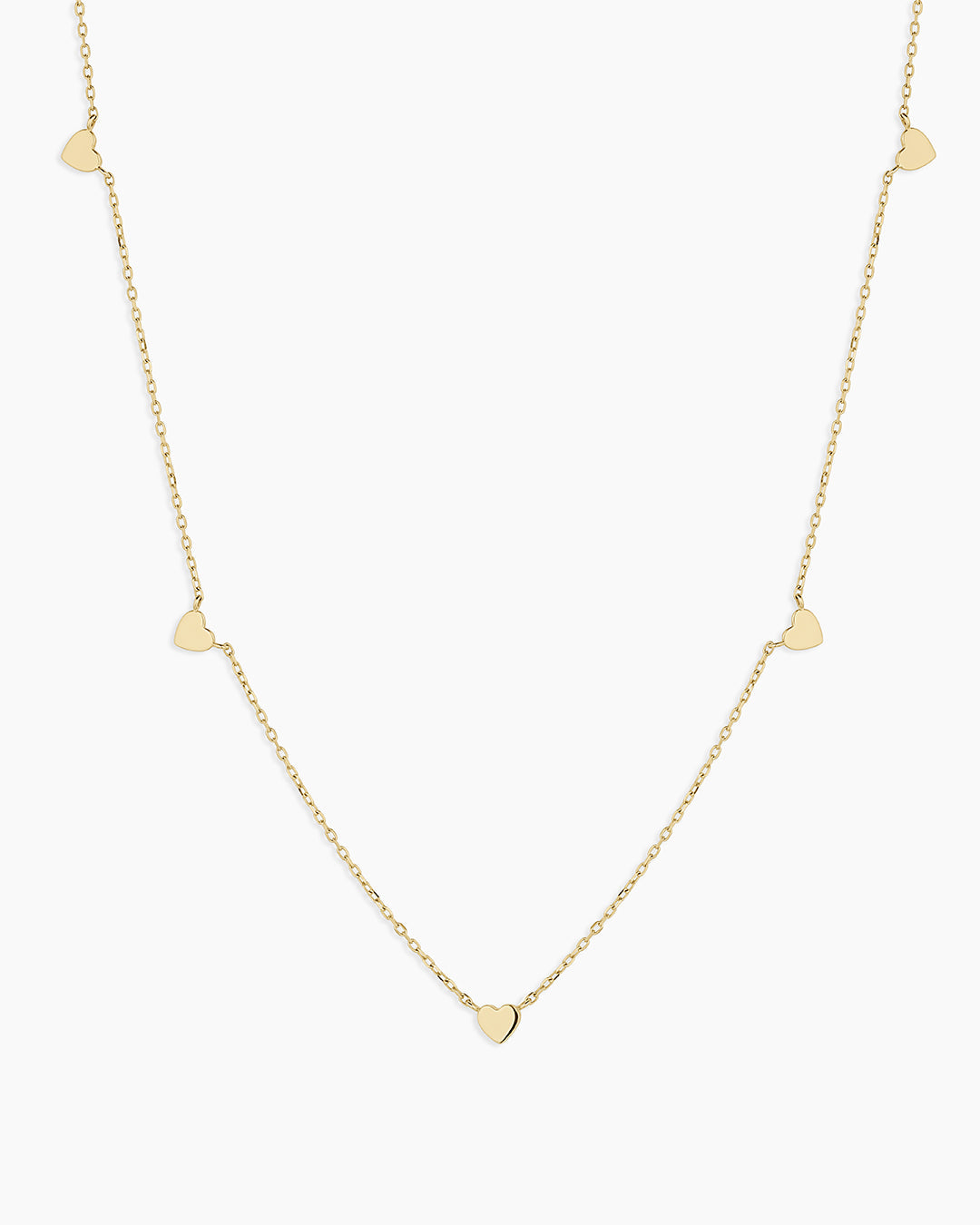 14k Gold Five Heart Necklace || option::14k Solid Gold