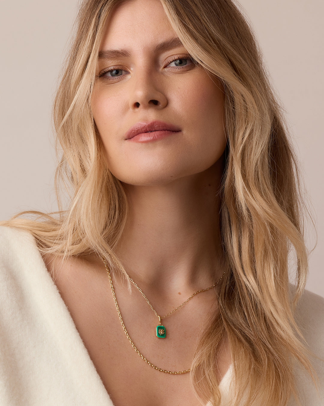 Power Gemstone Parker Charm Necklace Luck || option::18k Gold Plated, Aventurine - Luck