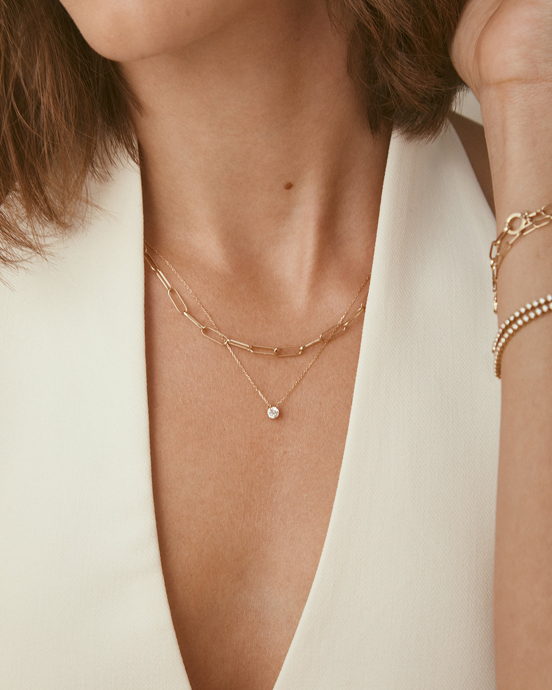 Lab Grown Diamond Halo Necklace || option::14k Solid Gold