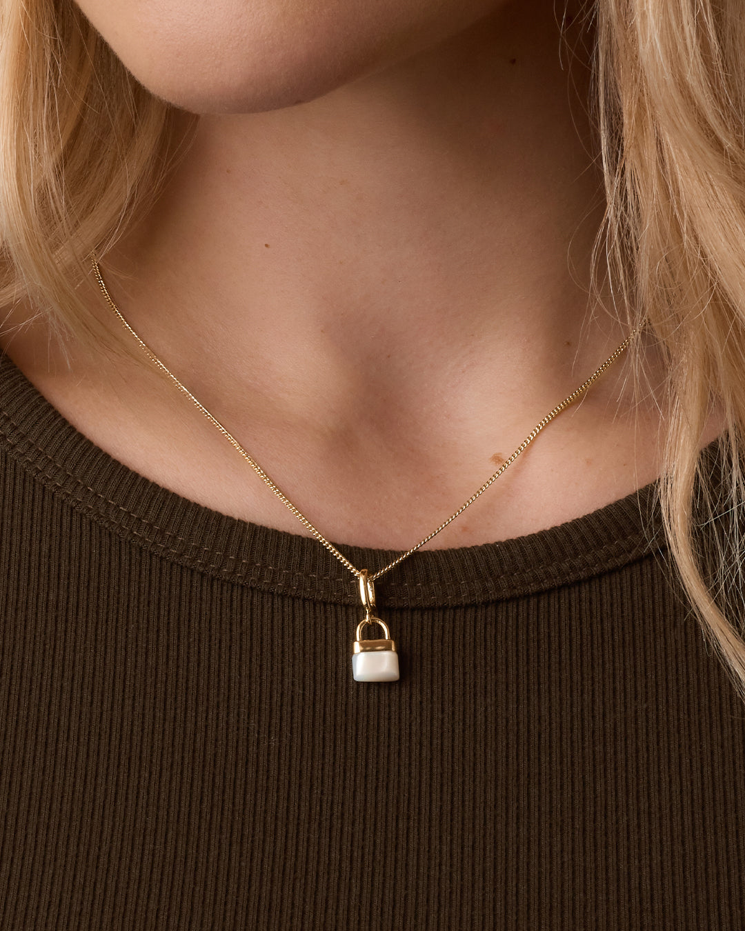 Padlock Parker Charm || option::18k Gold Plated, Mother of Pearl