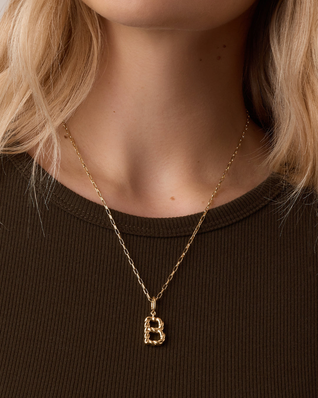 Crew Alphabet Statement Charm || option::18k Gold Plated, B