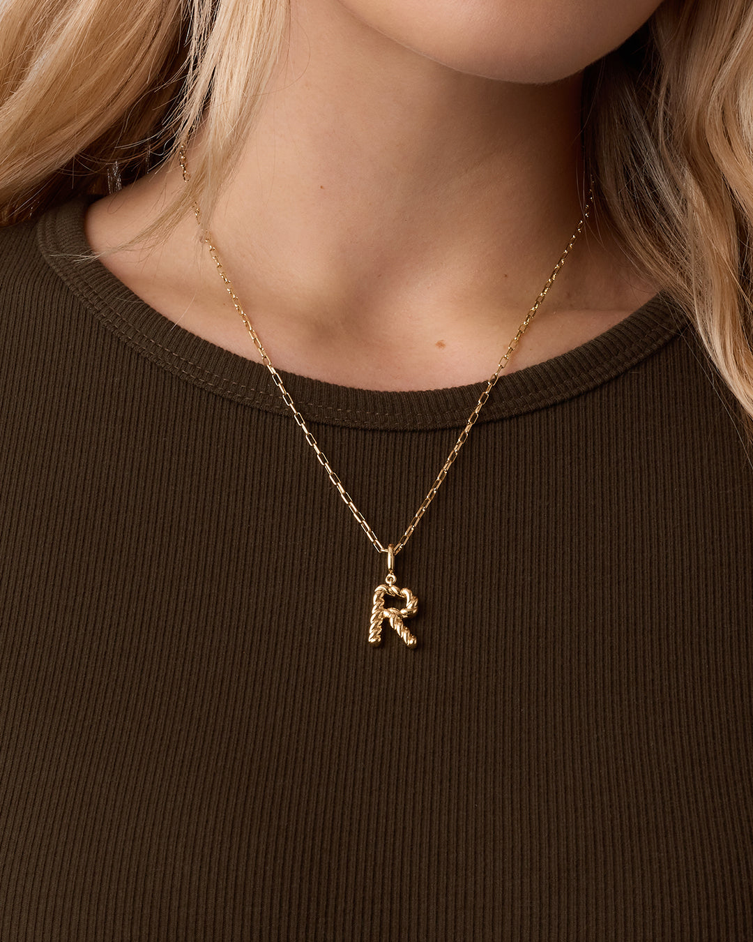 Crew Alphabet Statement Charm || option::18k Gold Plated, R