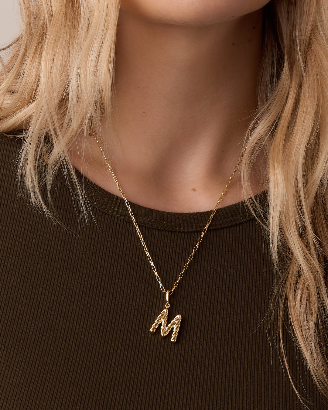 Crew Alphabet Statement Charm Necklace || option::18k Gold Plated, M