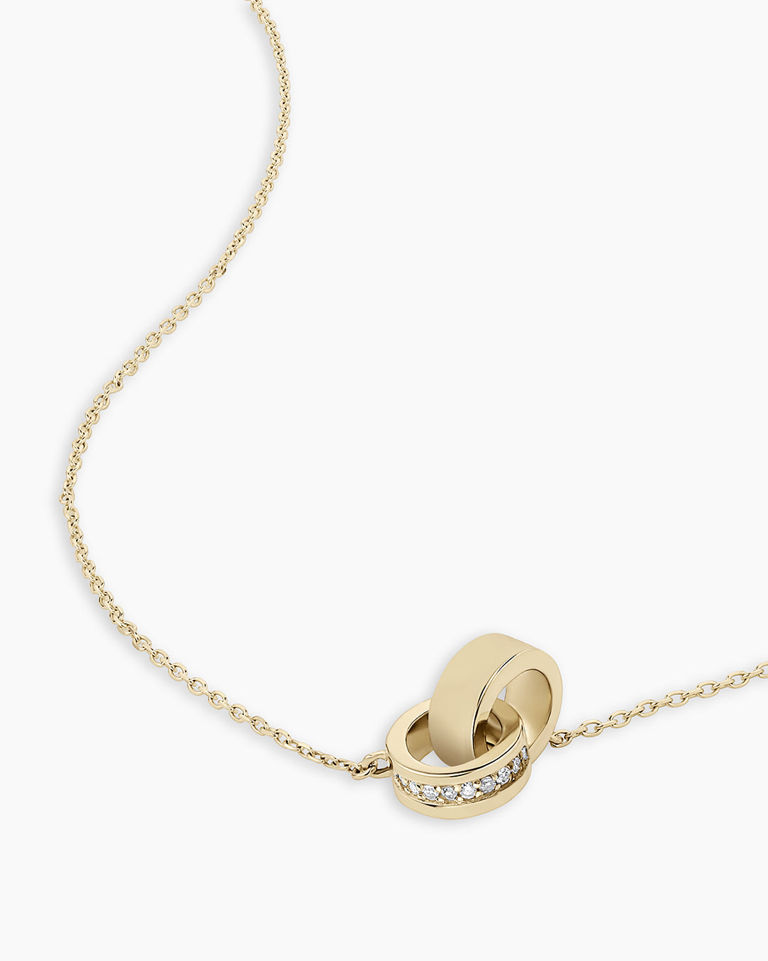 Diamond Bond Interlocking Rose  Necklace || option::14k Solid Gold, Single