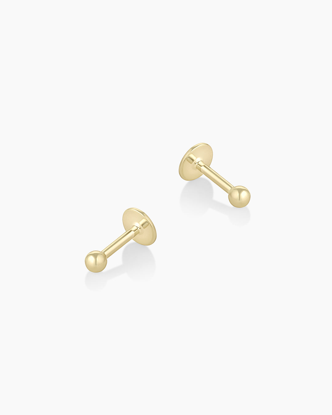 14k Gold Round Plain Bead Ball Stud Screw Back Earrings – Ioka Jewelry