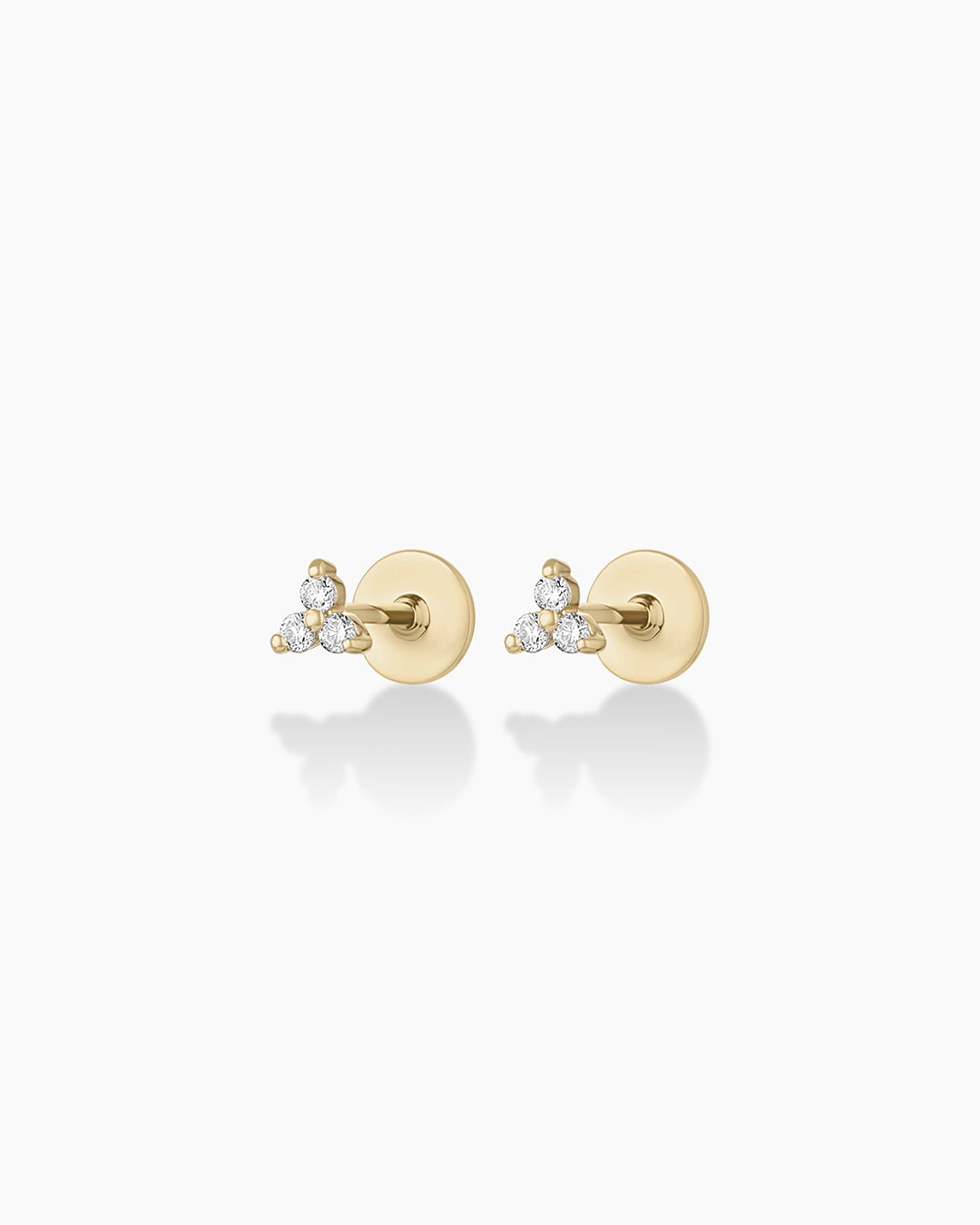 Gold and Diamond Flat Back Stud Earrings
