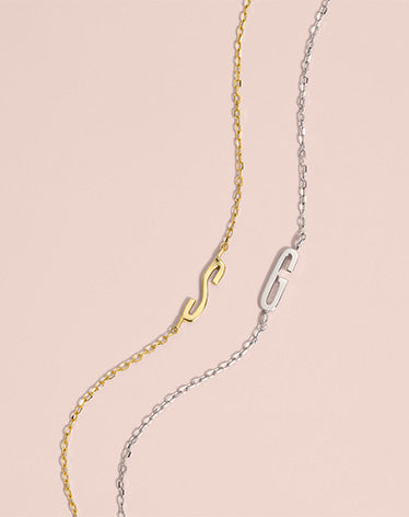 gold and silver initial necklaces