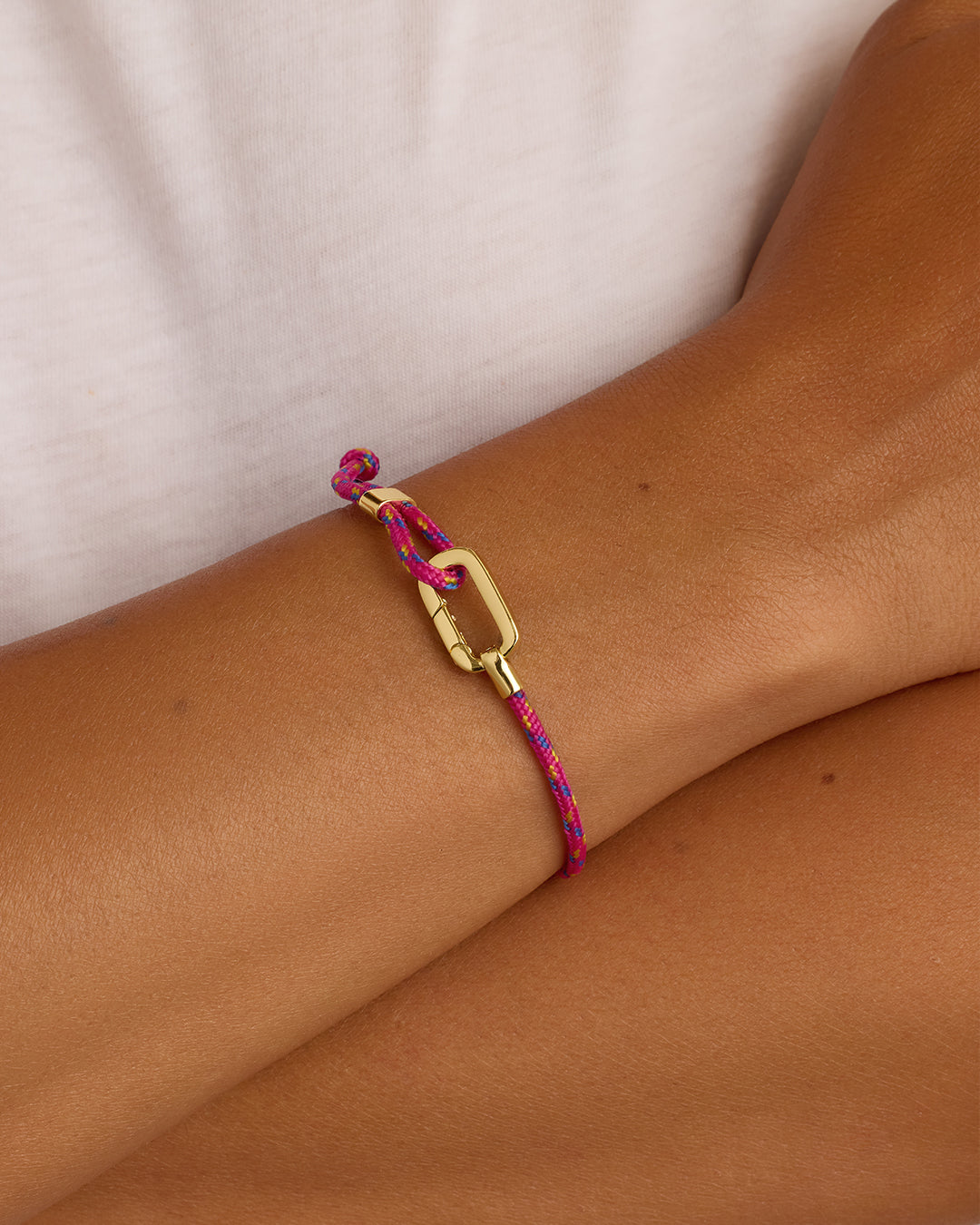 Link Paracord Bracelet || option::Gold Plated, Pink