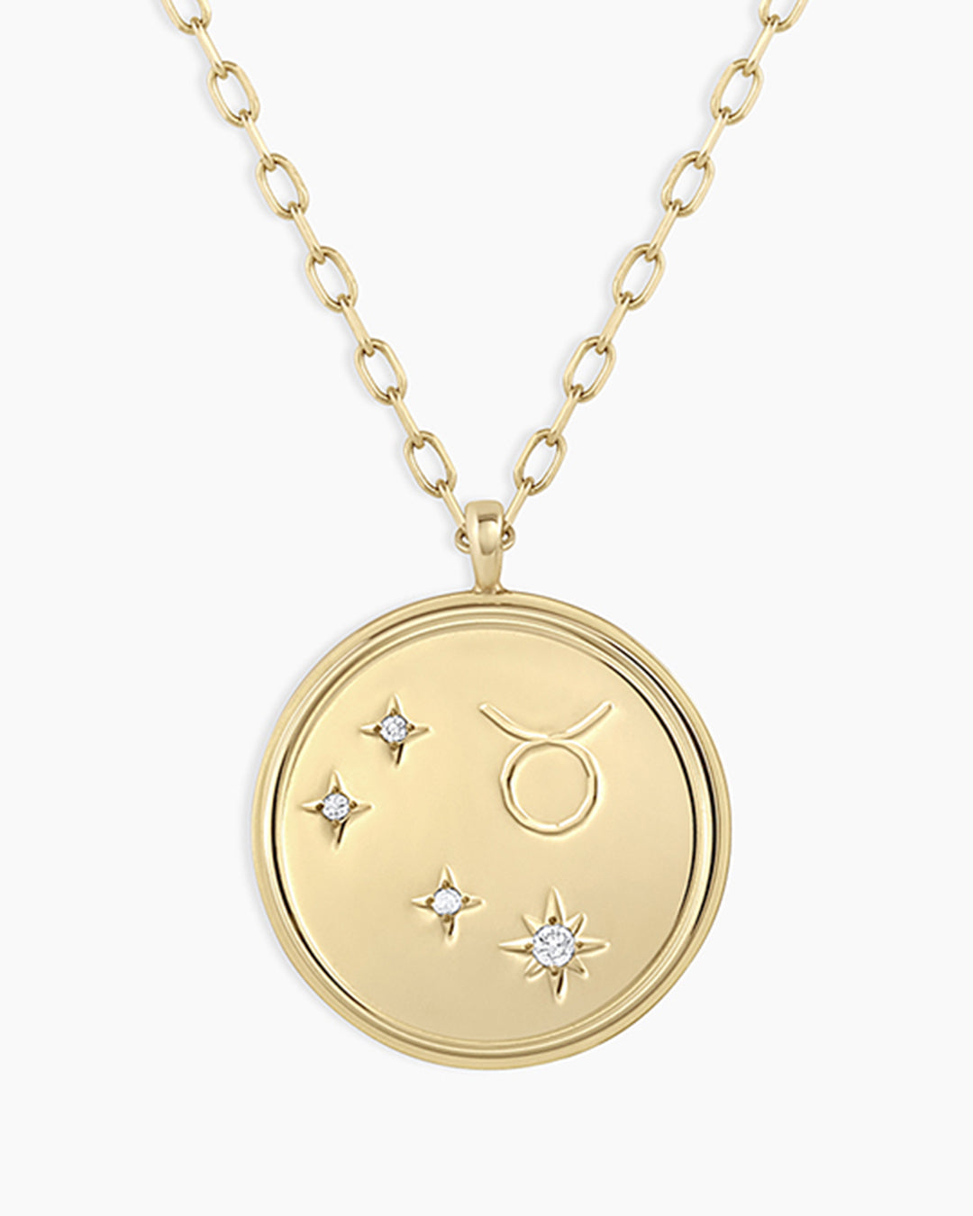 14k Gold Dipped Mother Of Pearl Inlay Zodiac Taurus Pendant Necklace - Gold  : Target