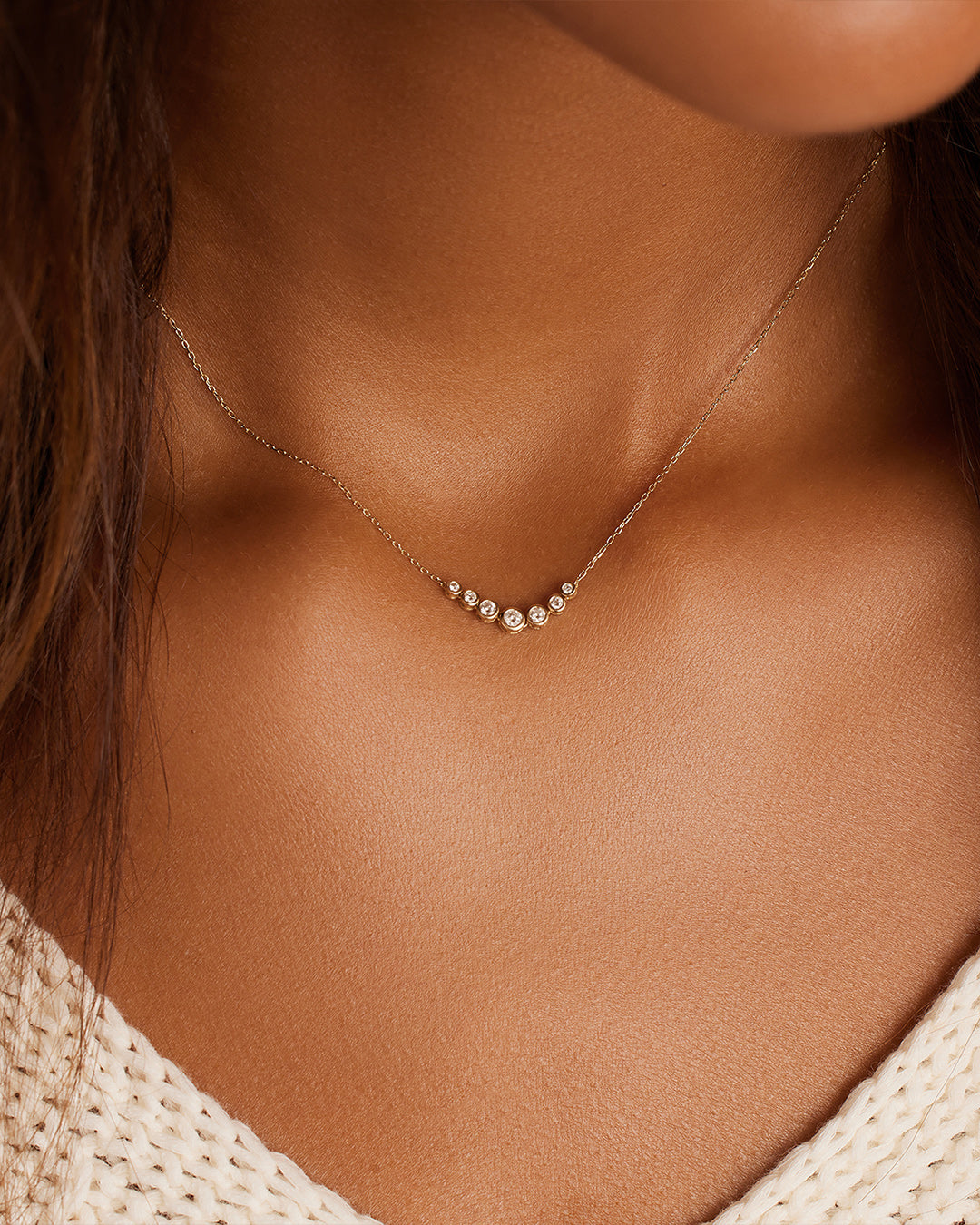 14kt rose gold diamond love mini necklace