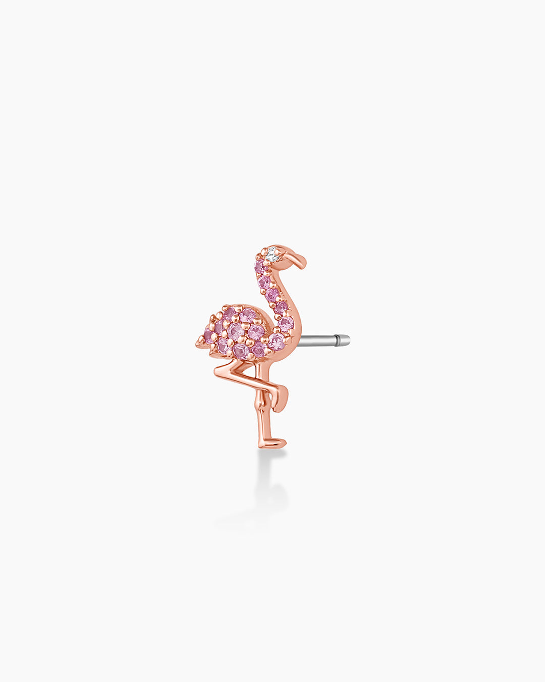 Pink Flamingo Hypoallergenic Pave Stud Earrings, 0.75
