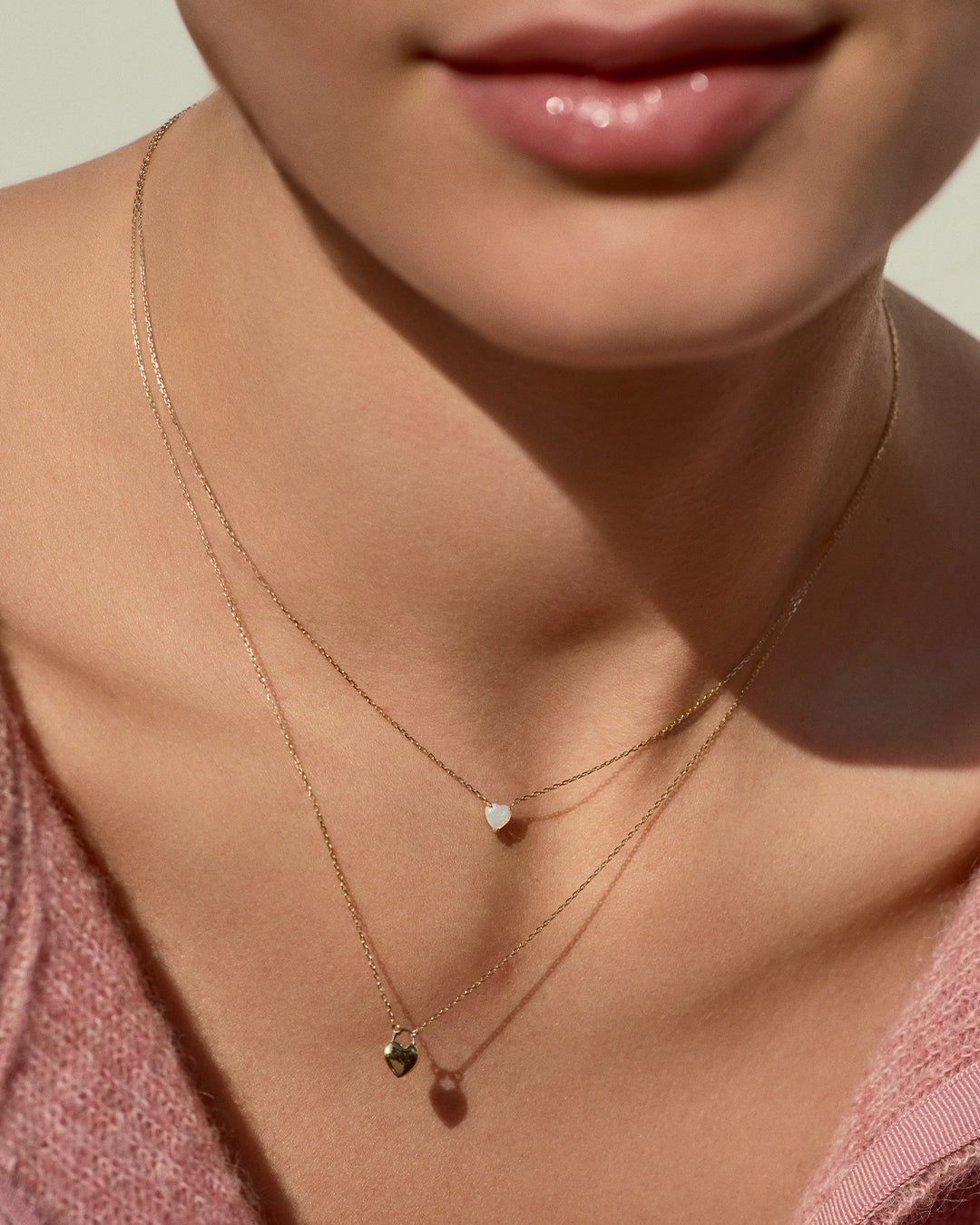 14k Gold Heart Padlock Necklace