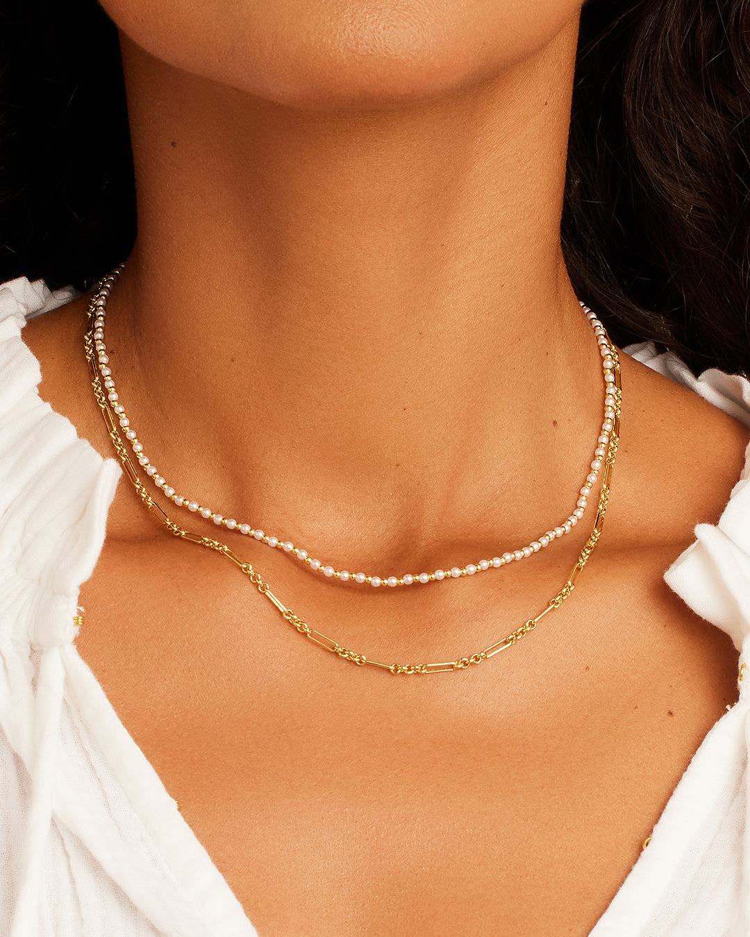 Dainty Pearl Chain Necklace - Sterling Forever